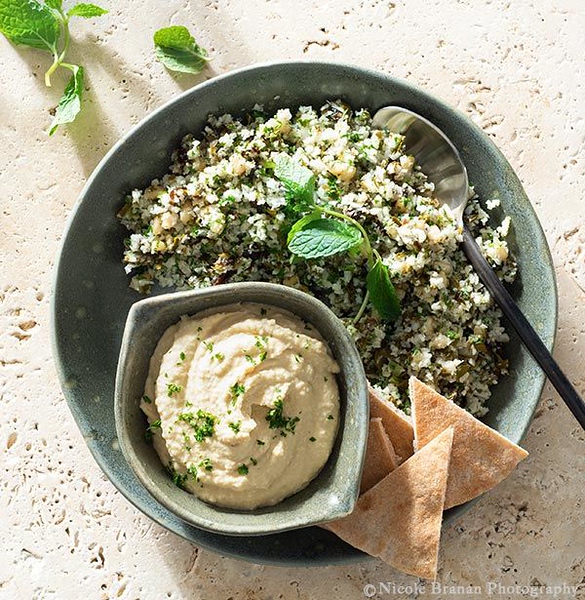 Dolmas Salad with Roasted Cauliflower Rice