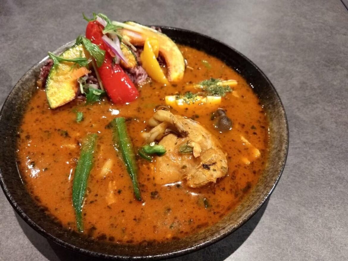 japanese soup curry! full of nutrients with purple rice and lots of veggie toppings