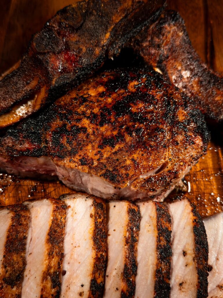 Cherry Smoked Then Seared Pork Chops