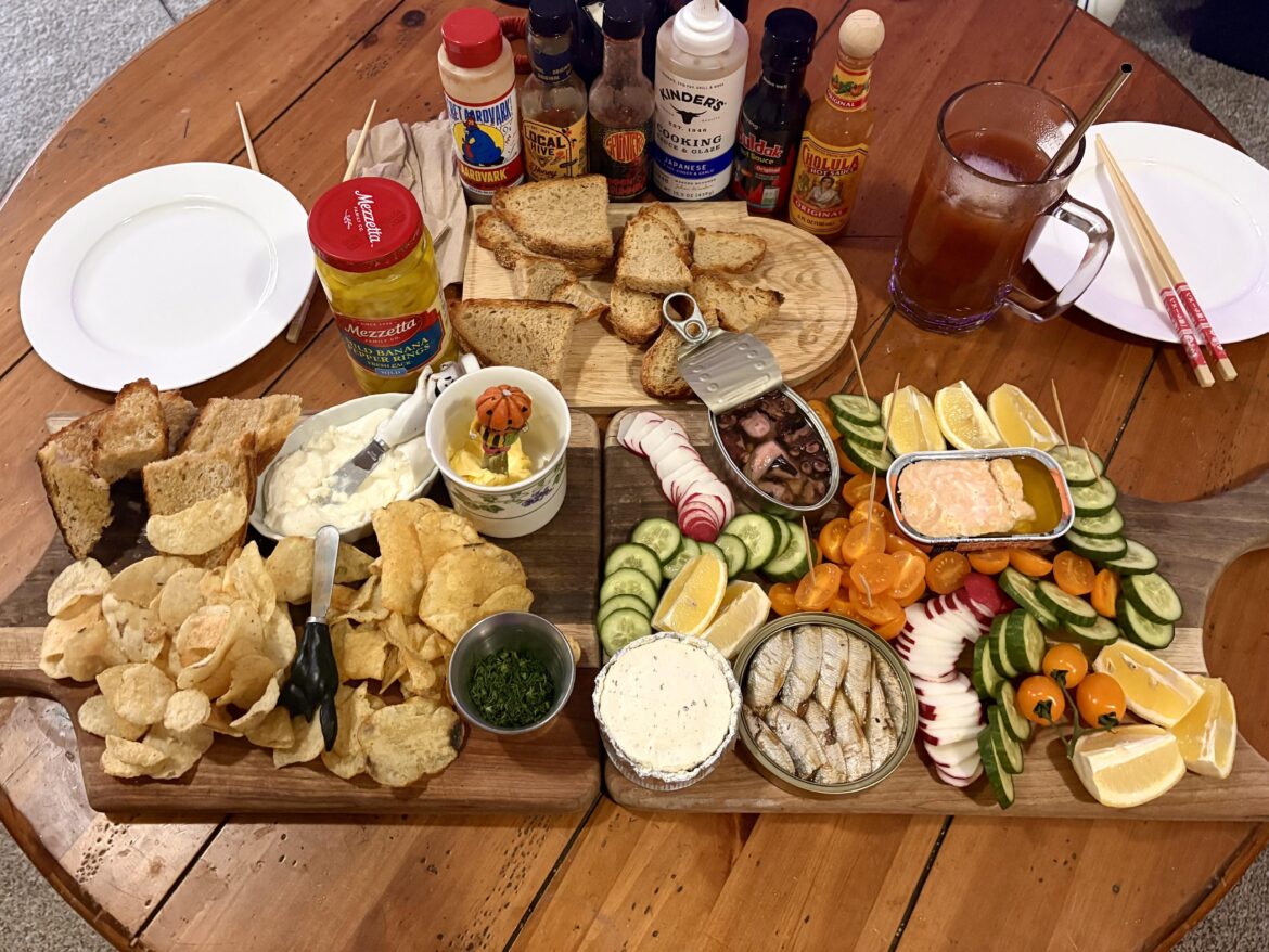 Tinned fish board that I shared for dinner last night