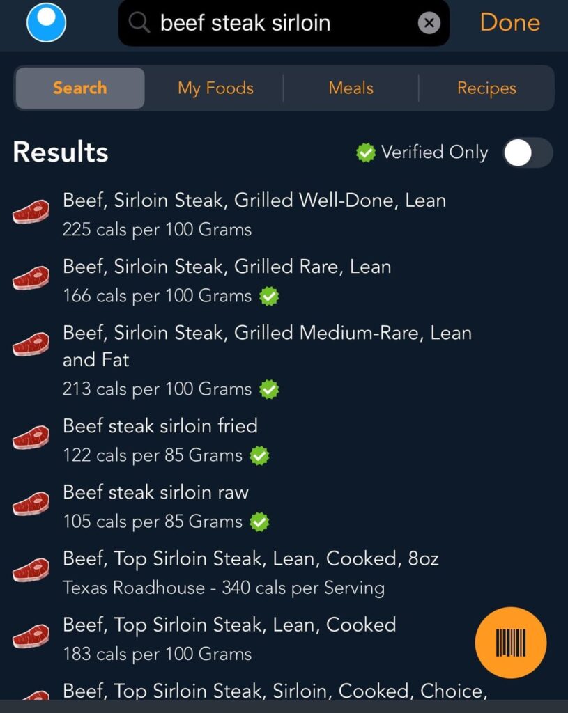 calories in beef steak??