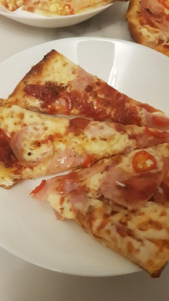 homemade pizza by dad