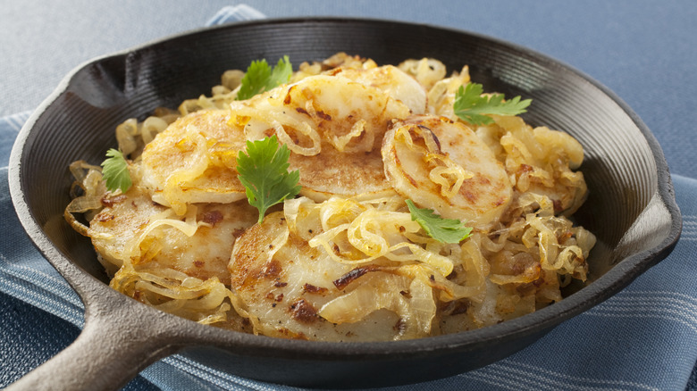 pan of Lyonnaise potatoes