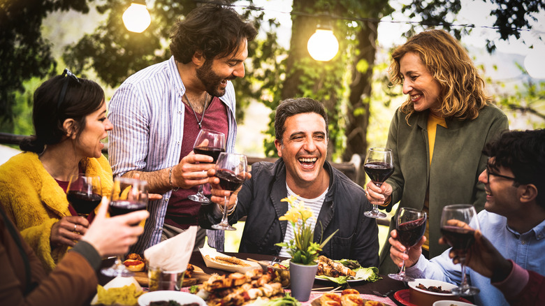 Guests gathered at a cookout