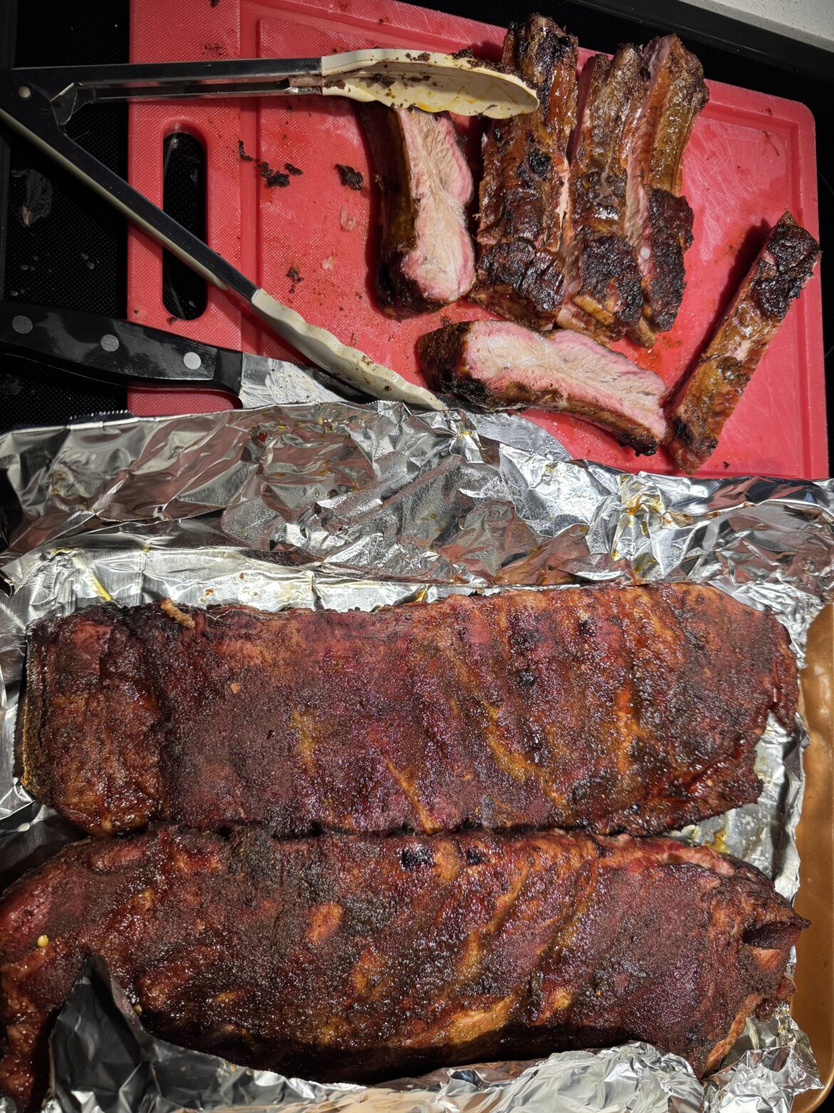 First batch of ribs off the new smoker.