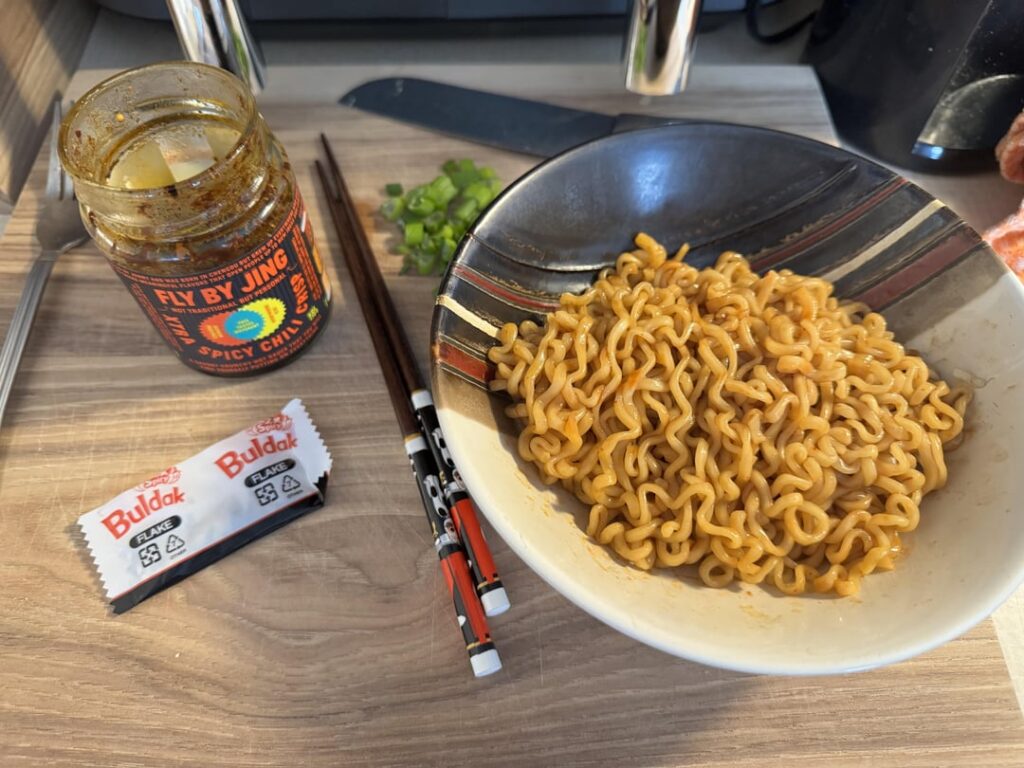 Some xtra spicy fly by jing on buldak x2