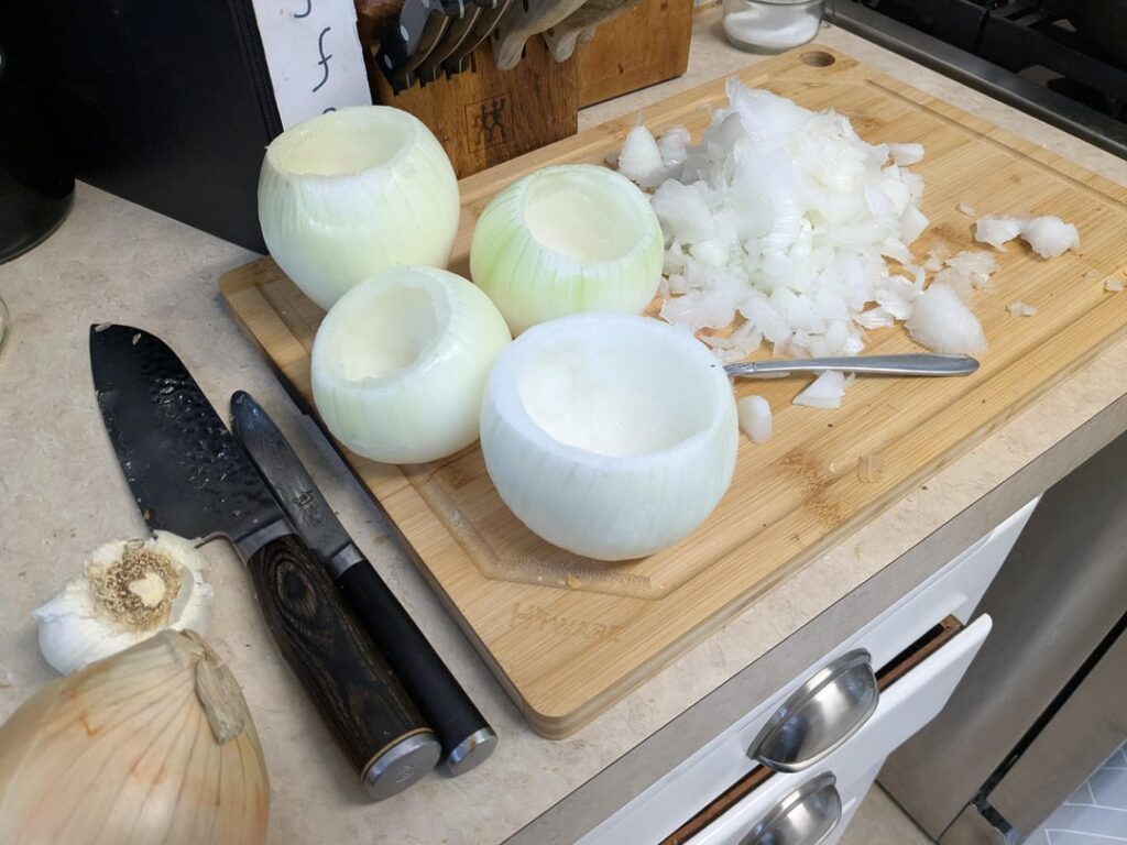 I made French onion soup stuffed roasted onions