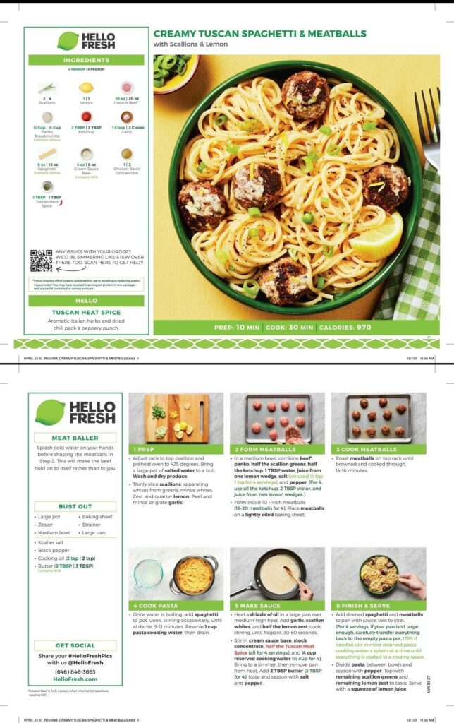 Simply delicious : CREAMY TUSCAN SPAGHETTI & MEATBALLS Ground Beef** Garlic Chicken Stock Concentrate with Scallions & Lemon