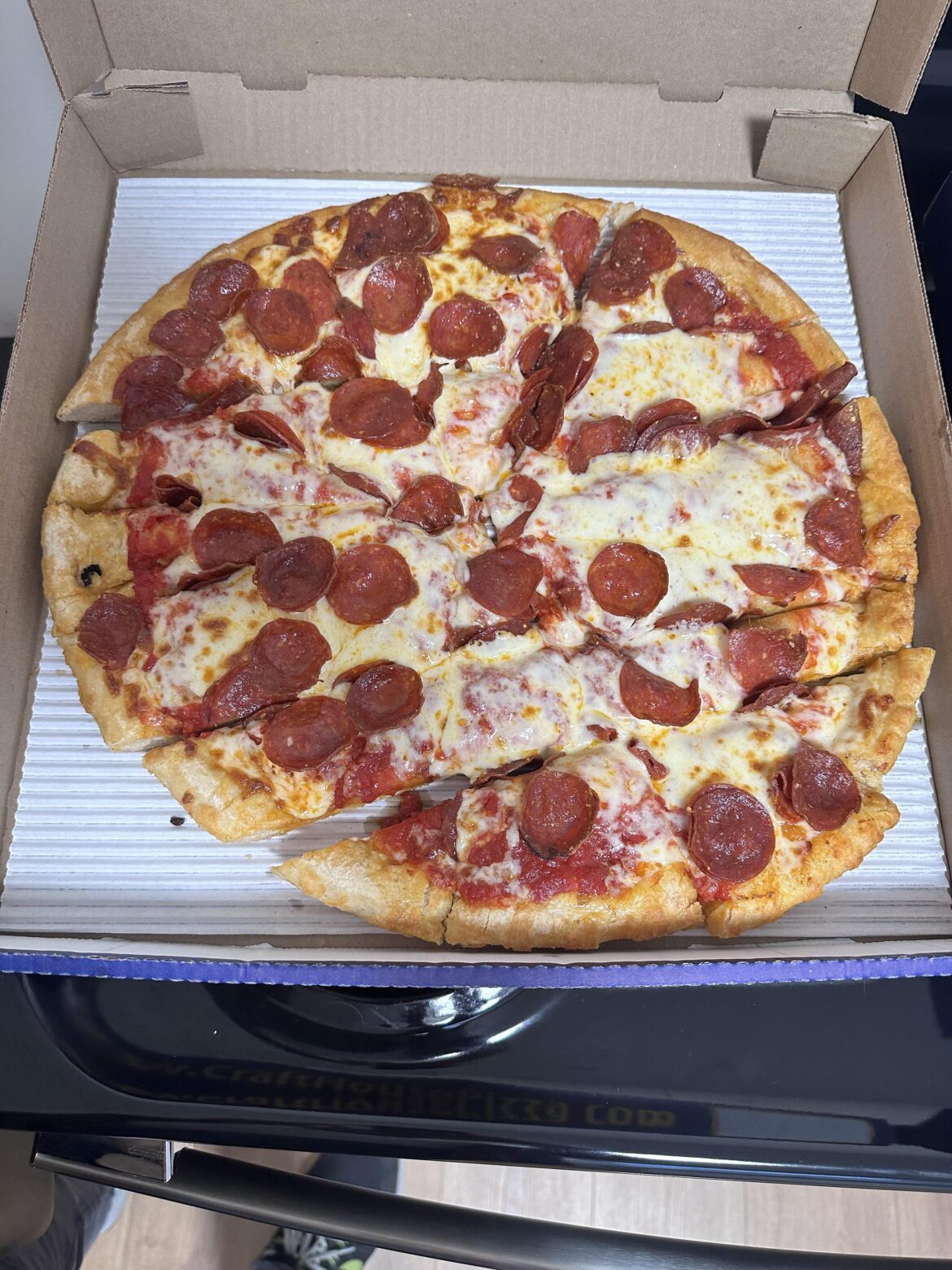 Having people over and ordered our pizza “party cut.”