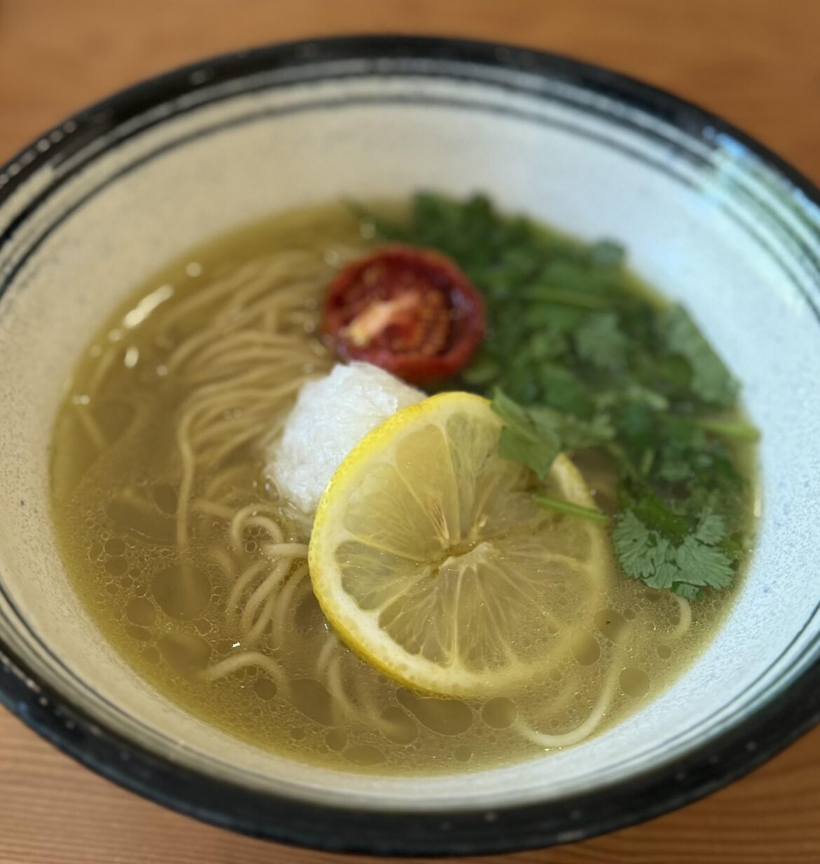 Sudachi Scallop Ramen with Low-Hydro Noodles & Katsubushi Tomato Water Broth