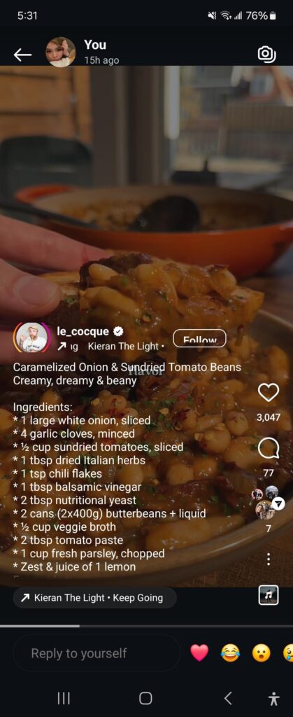 caramelized onions and sundried tomato beans