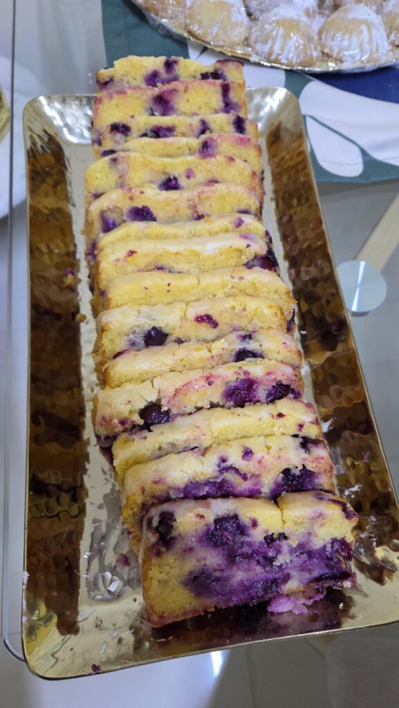 I added blueberries to a lemon pound cake!