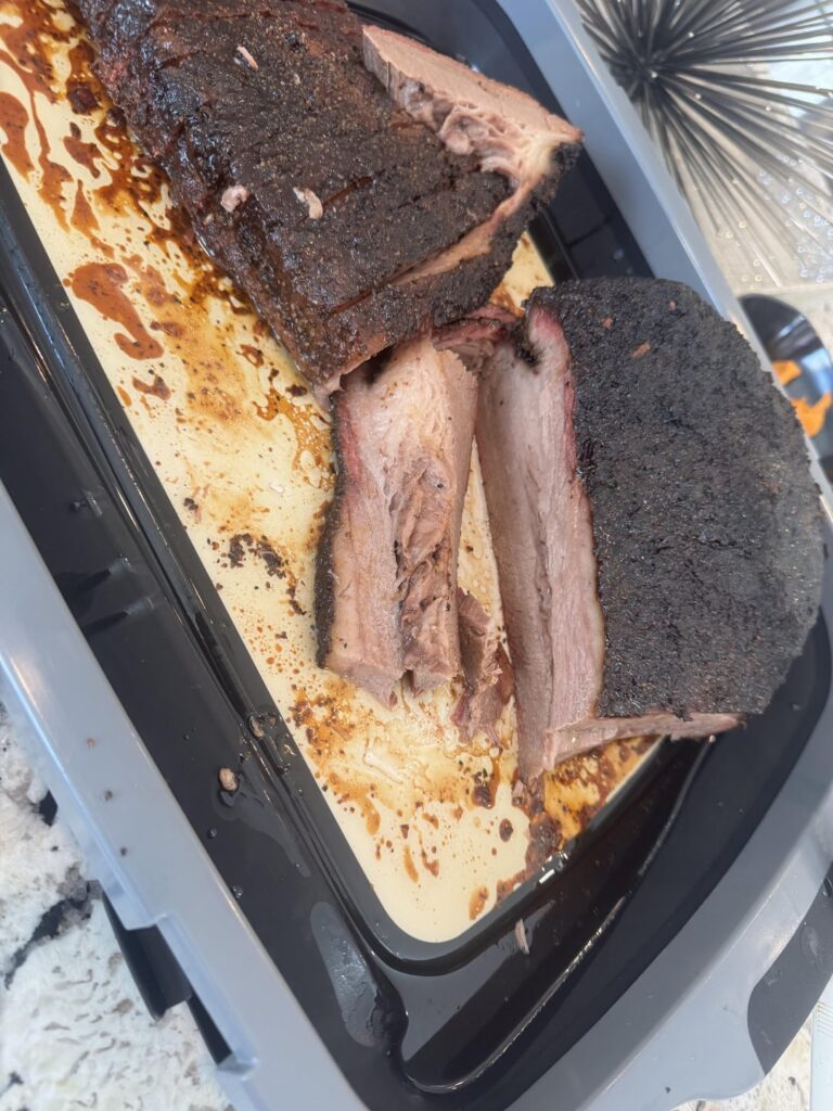 First Brisket went really well. No smoke ring on top, and flat kind of fell apart.
