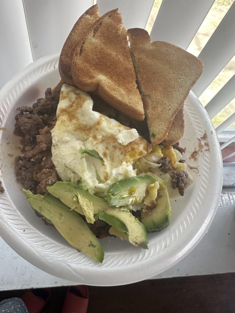 chilaquiles brunch for 618 cal and 73 grams of protein