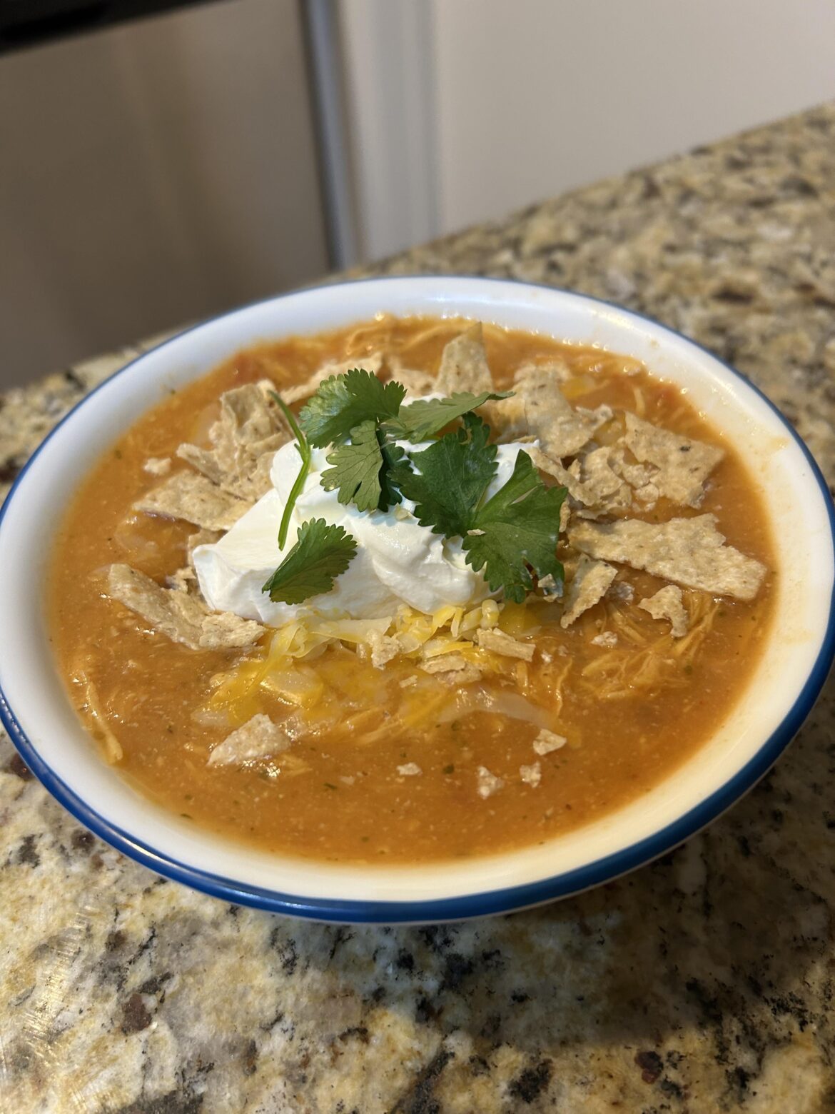 Cracker Barrel copycat chicken tortilla soup!! Tastes exactly like it! My favorite soup from there... spent all day learning the recipe and fine tuning it to taste exactly like the soup until it was right but with a small spicy kick haha drinking and cooking is my favorite.