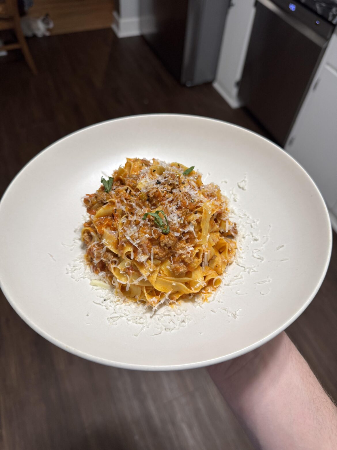 fresh tagliatelle | beef & pork ragù | grated romano & parm regg