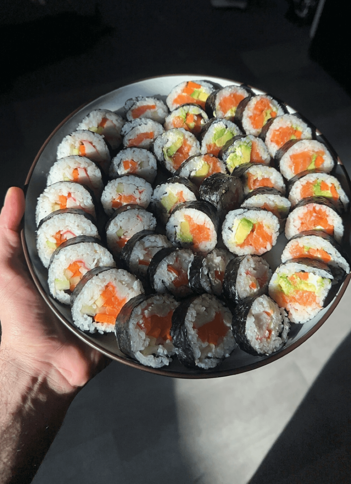 Fridays mean I get to have my homemade Sushi cheat meal (It's all salmon, crab, cucumber, carrot, and cream cheese in different combos lol)