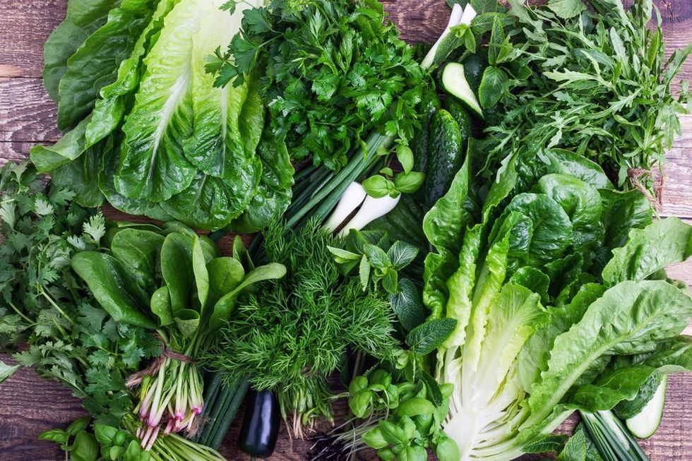 leafy greens on a table
