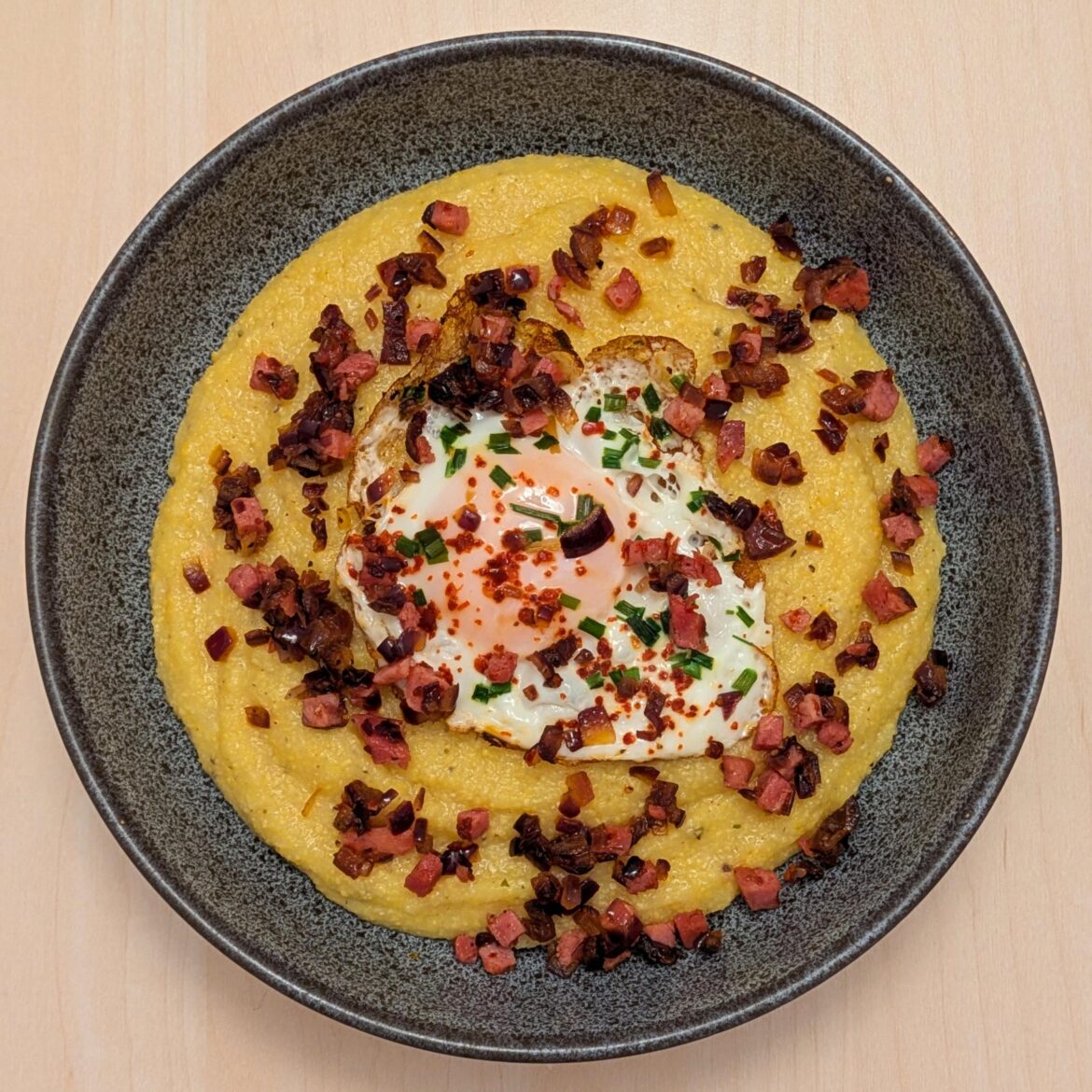 [OC] Polenta with egg and Schinkenwürfel