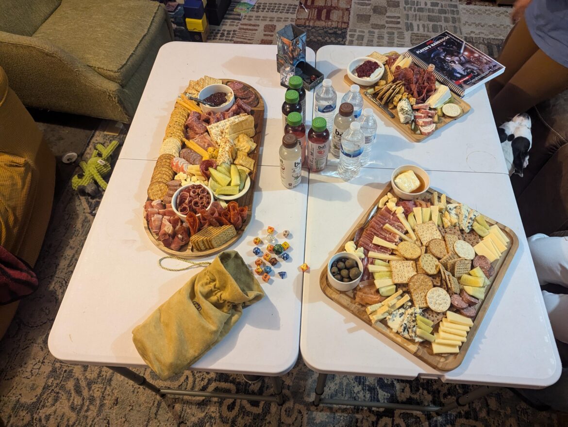 Our SW5e groups first attempt at charcuterie boards.