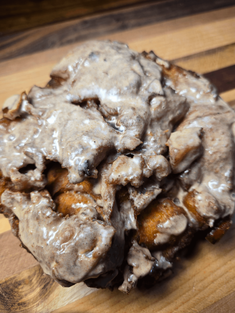 Potato Sourdough Apple Fritters with Cinnamon Glaze