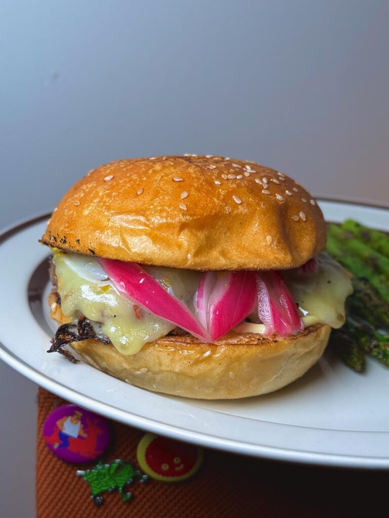 Pepper jack and pickled red onions