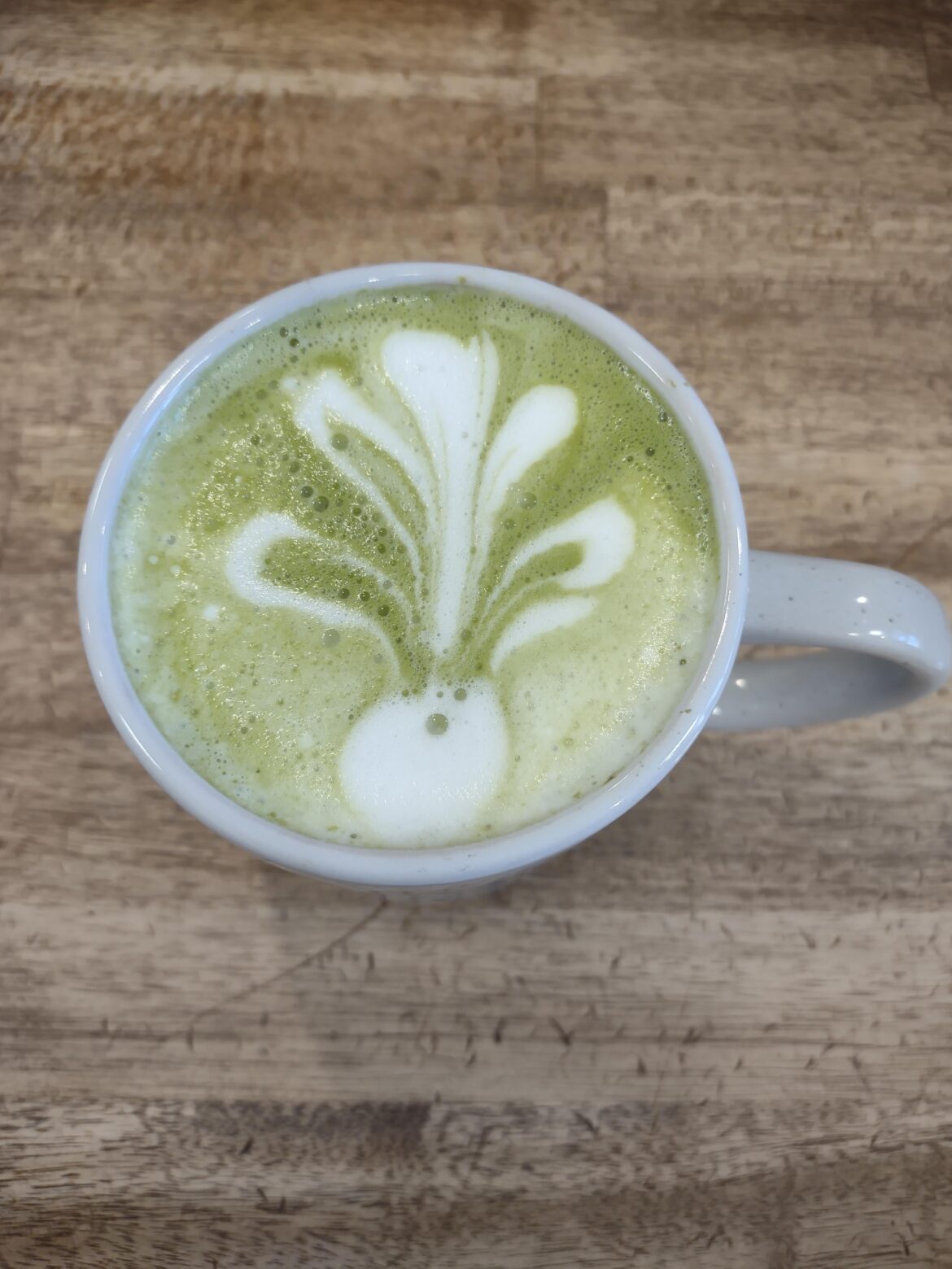 Radish art with a matcha latte