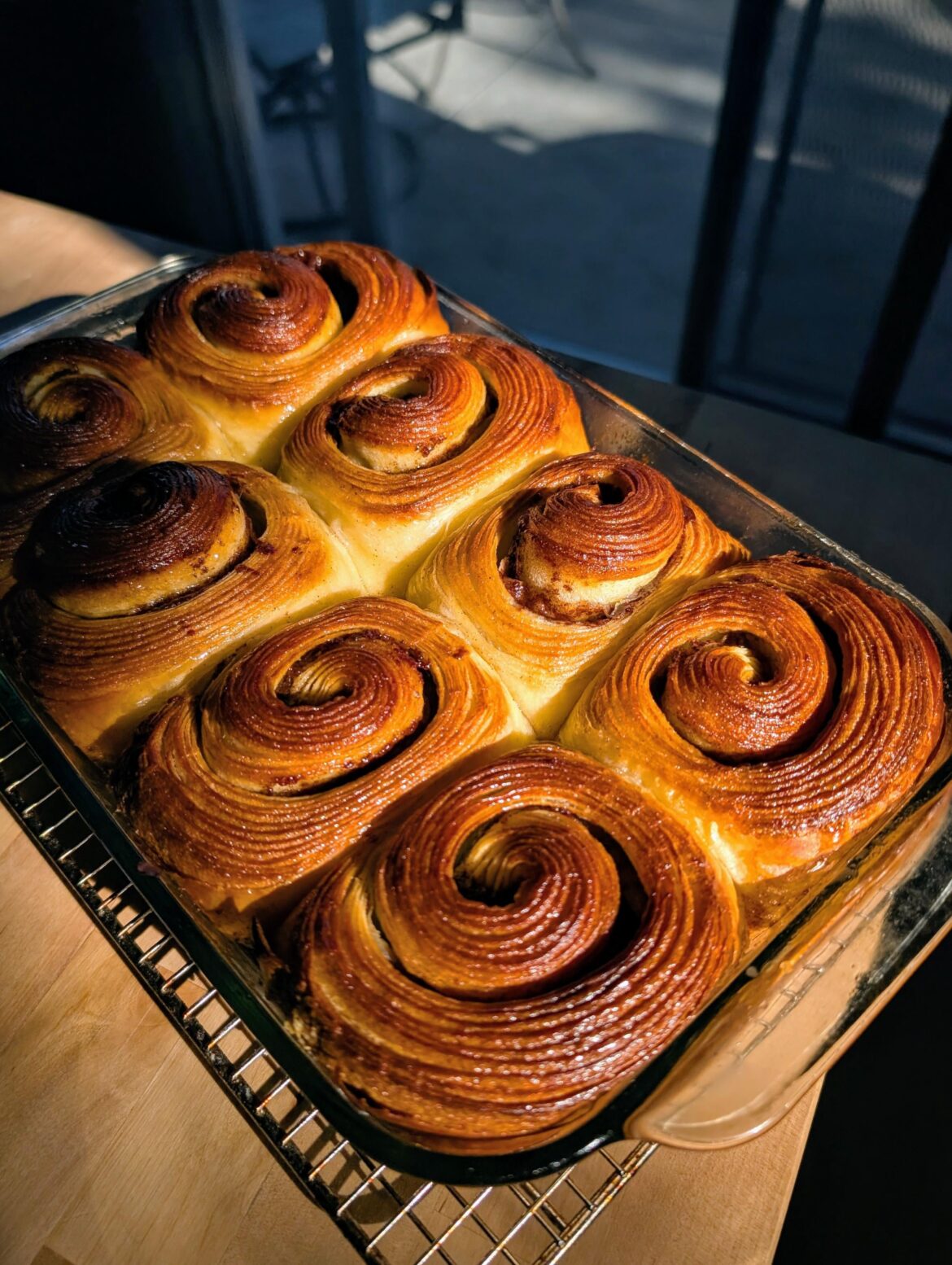 Cinnamon rolls I made from croissant dough