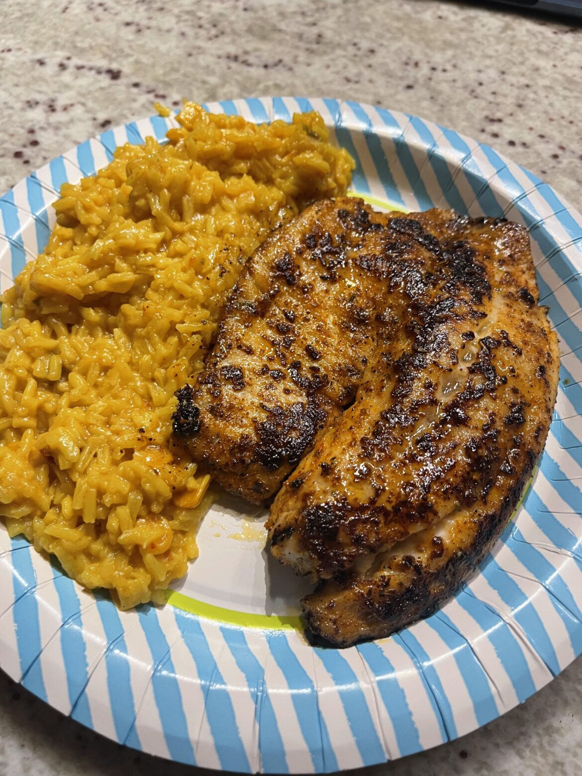 Blackened Tilapia with off brand rice mix