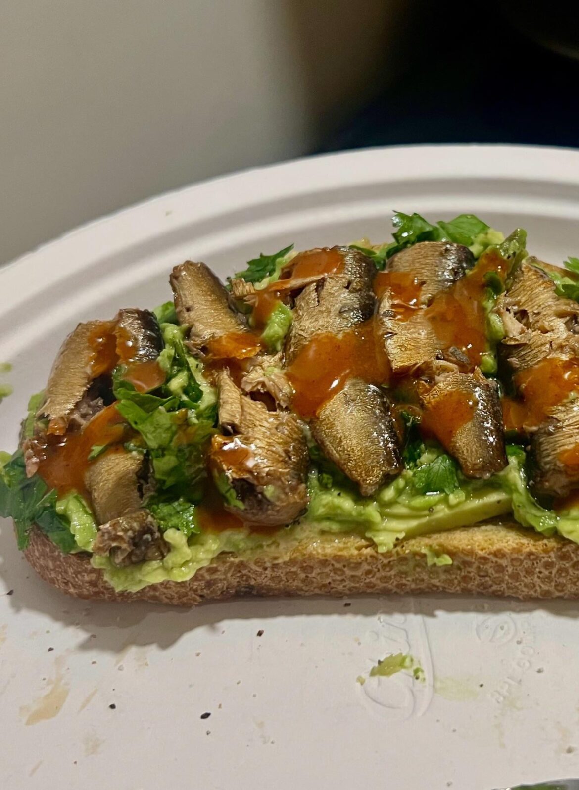 First time avocado-sardine toast