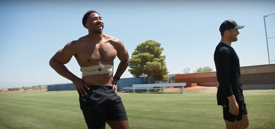 A typical day in the offseason will involve acceleration drills to improve his speed