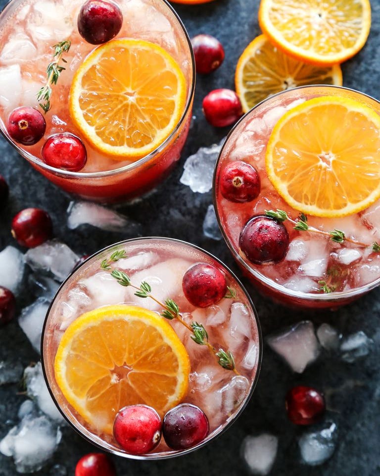 cranberry thyme gin and tonic new years eve drinks