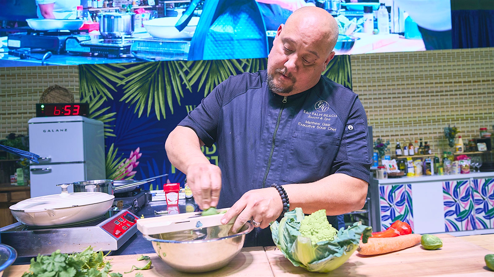 Matthew Gale, executive sous chef of the Eau Palm Beach Resort & Spa, competing in the annual Grand Chef Throwdown at Palm Beach Food & Wine Festival