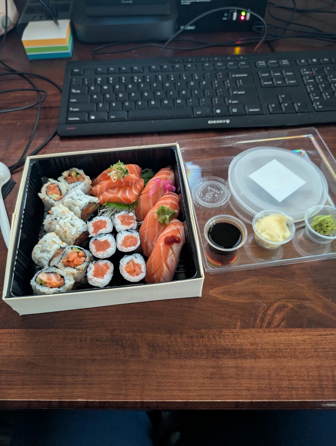 Salmon sushi lunch box