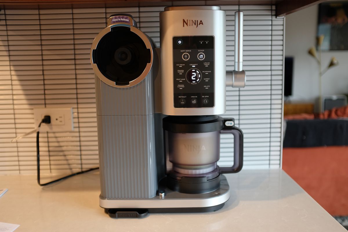 Ninja Swirl by Creami soft-serve ice cream machine on counter