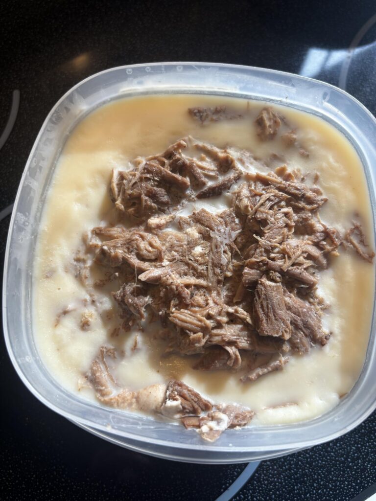 How exactly to measure out the calories on this shredded pork shoulder when using in recipes? (it’s currently unfreezing)