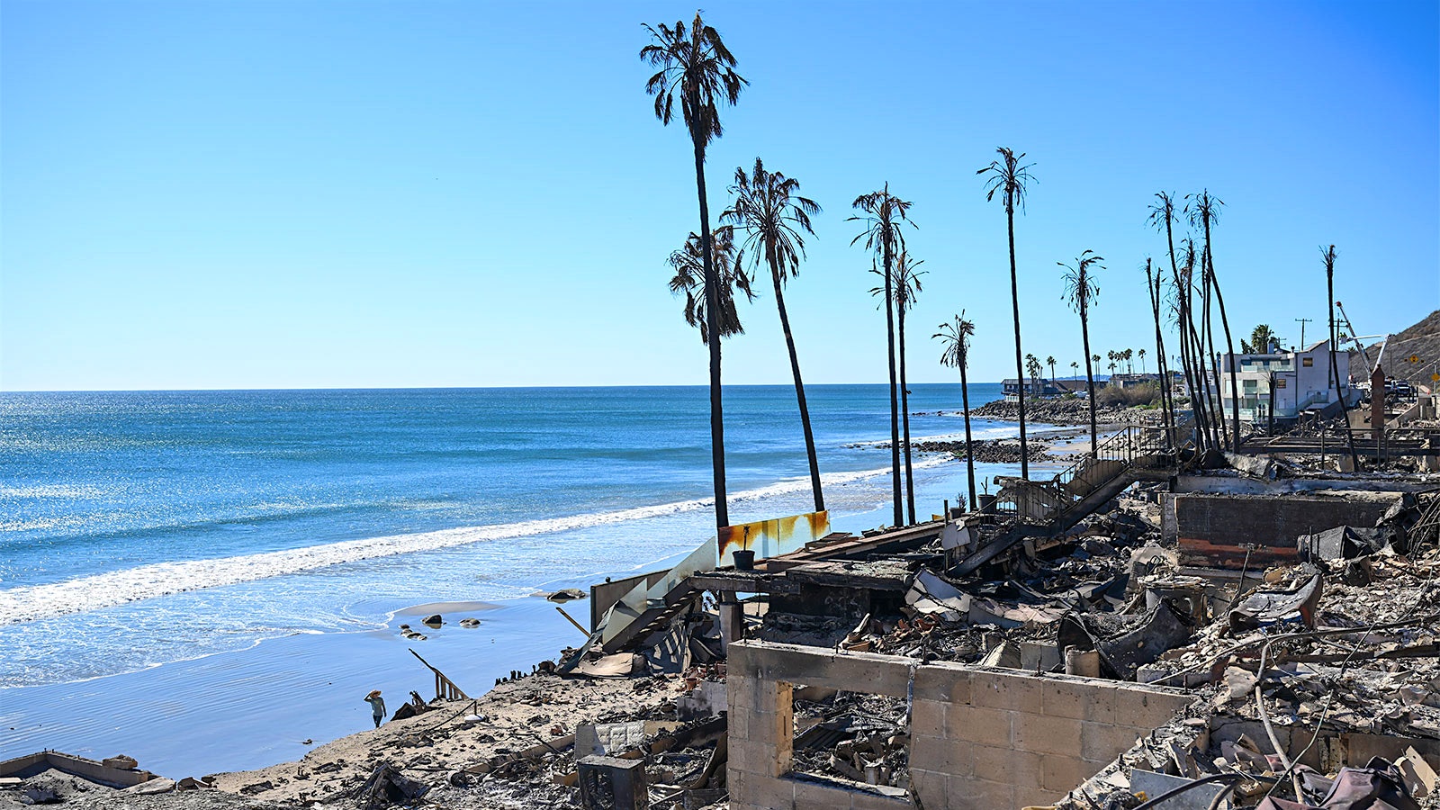 A Malibu neighborhood burned in the Palisades fire.