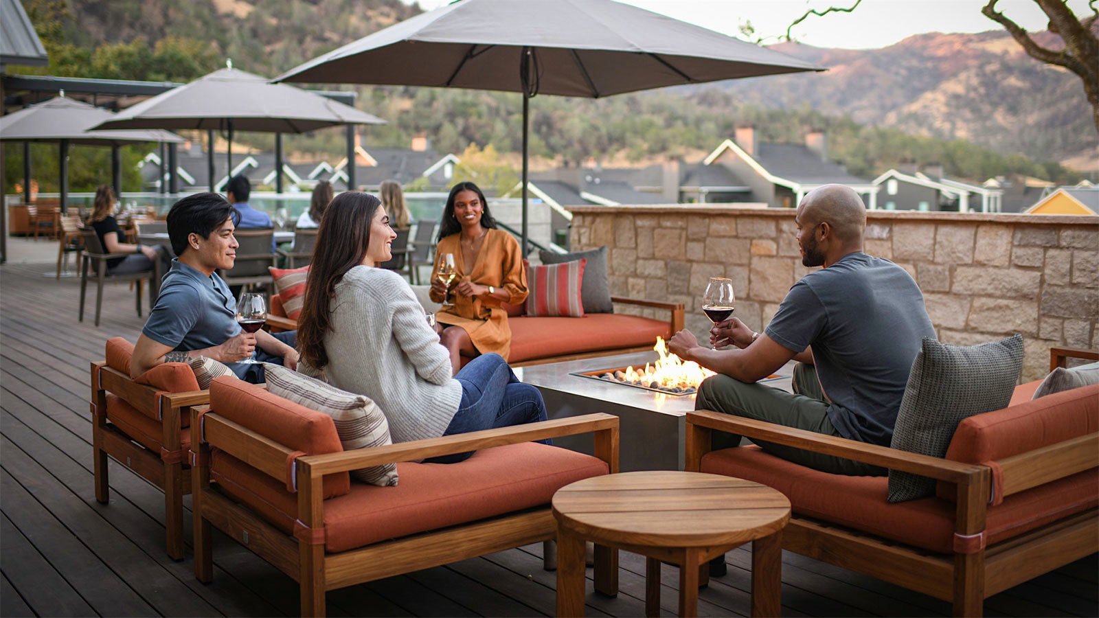  Younger visitors taste wine at TRUSS Restaurant and Bar at the Four Seasons Resort in Napa.