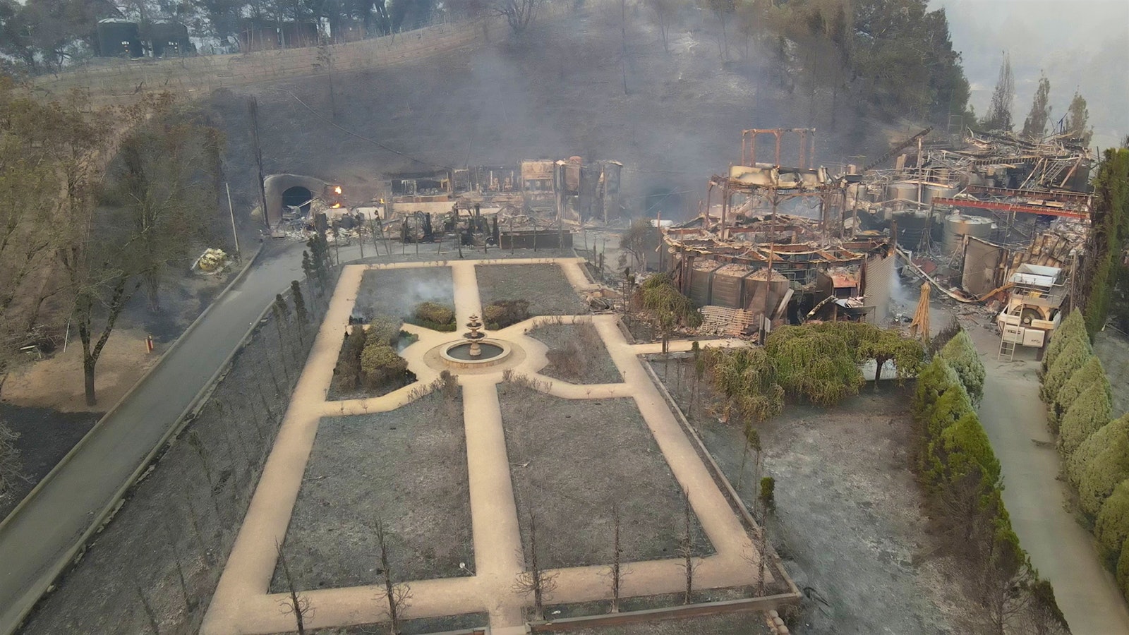  Newton Vineyard shortly after the 2020 Glass fire in Napa.