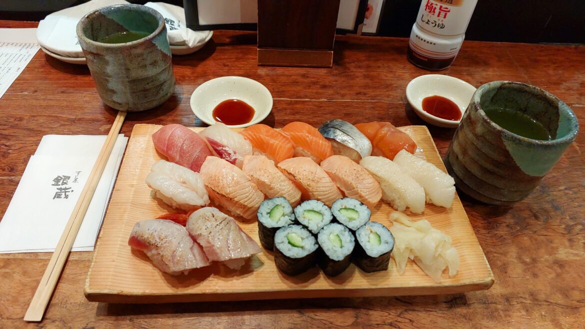 First night in Akihabara, Tokyo. Amazing plate of sushi for about $30AUD