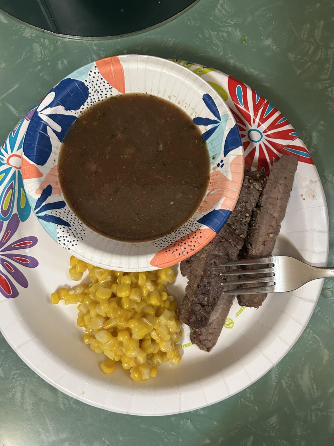 You can’t see it, but there’s tons of green onions in this bordelaise sauce