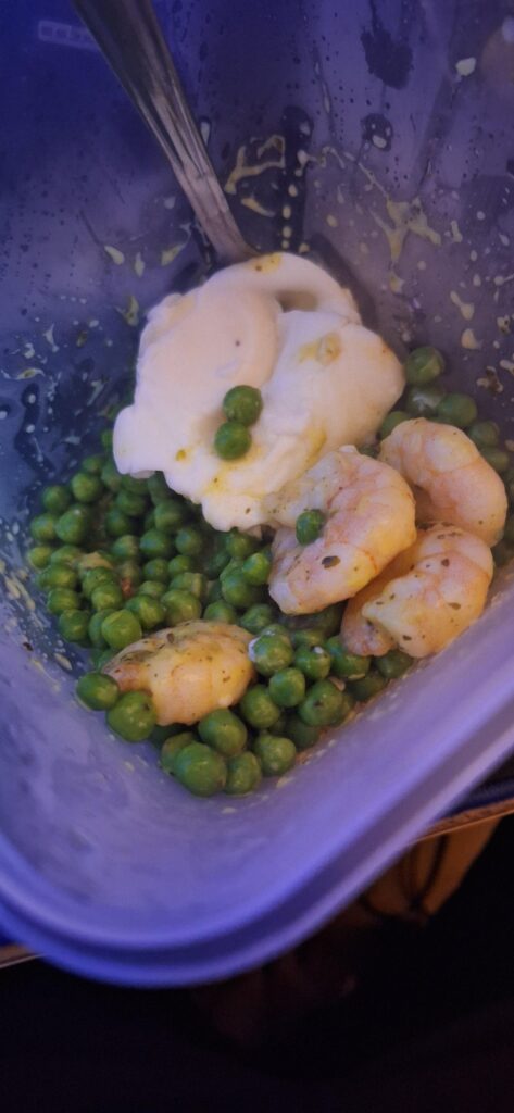 Egg peas and prawns in sauce thats it
