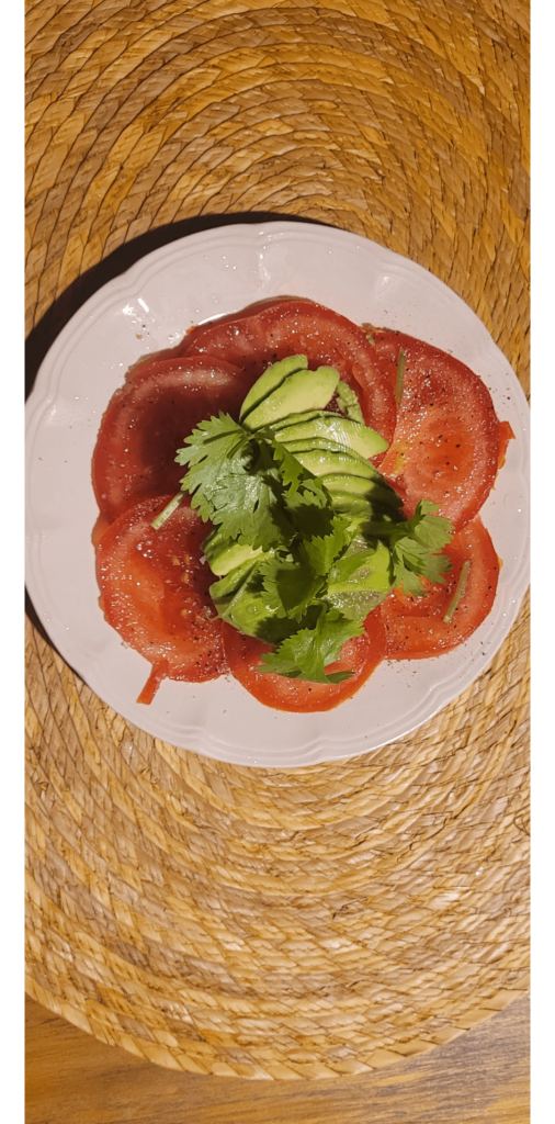Tomato, avocado, cilantro, lime