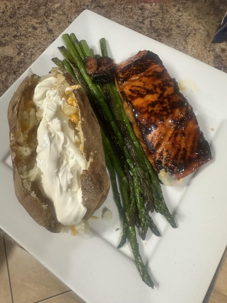 Salmon 55 min @ 122 honey glaze