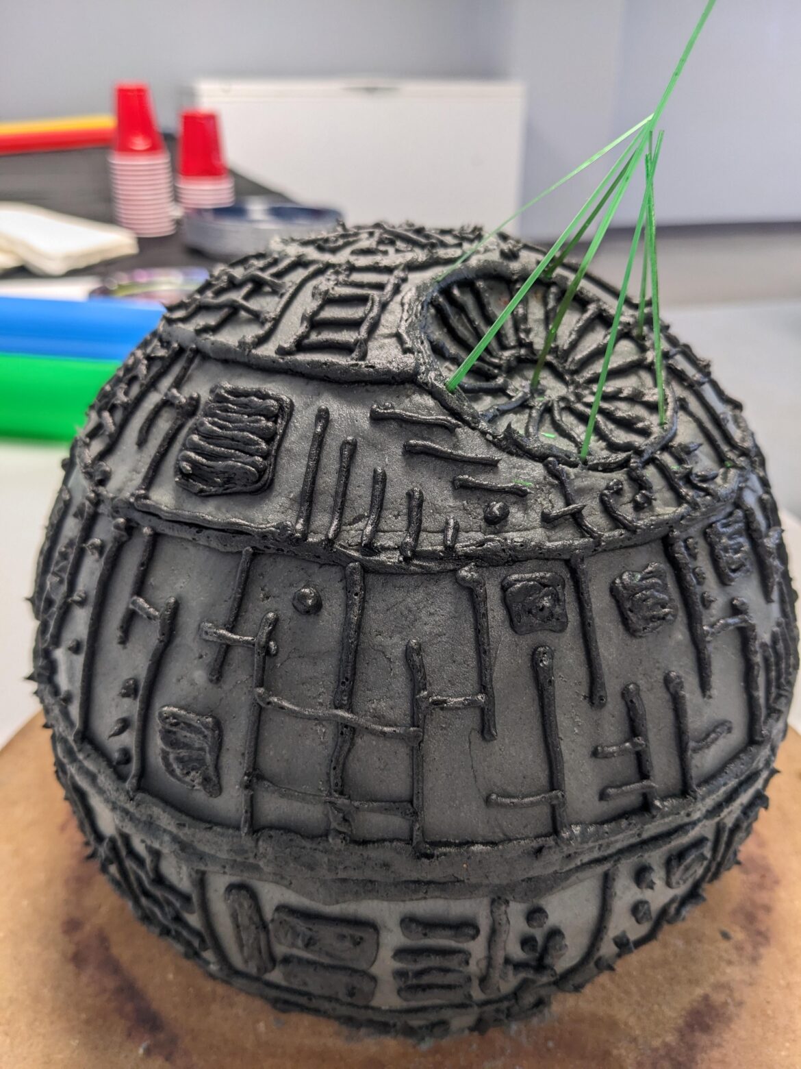 Death Star cake I made for my son's birthday