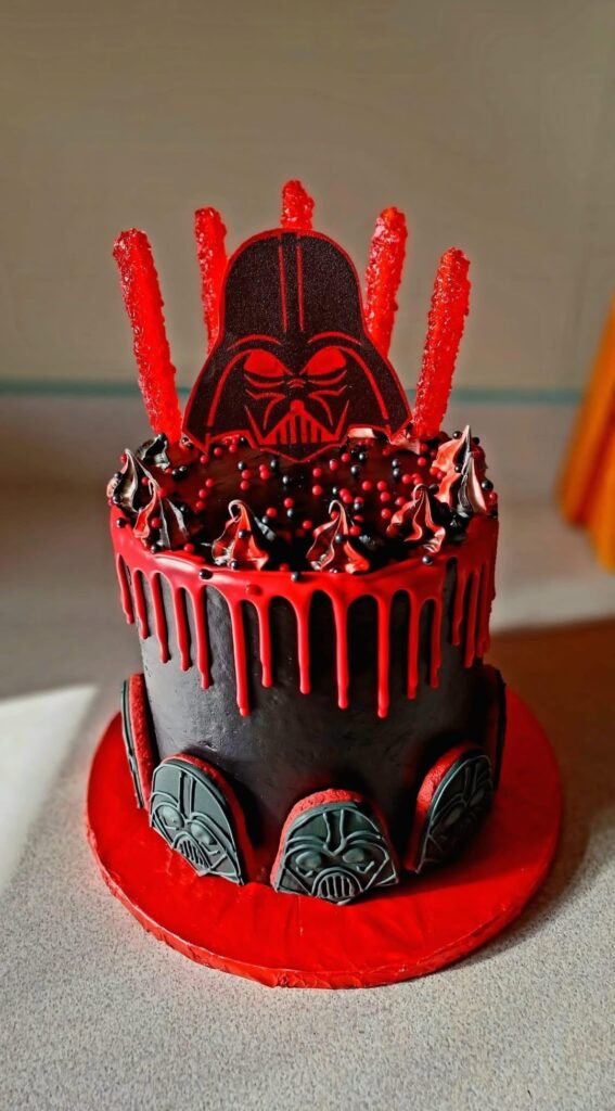 My Darth Vader cookies added to a customers birthday cake