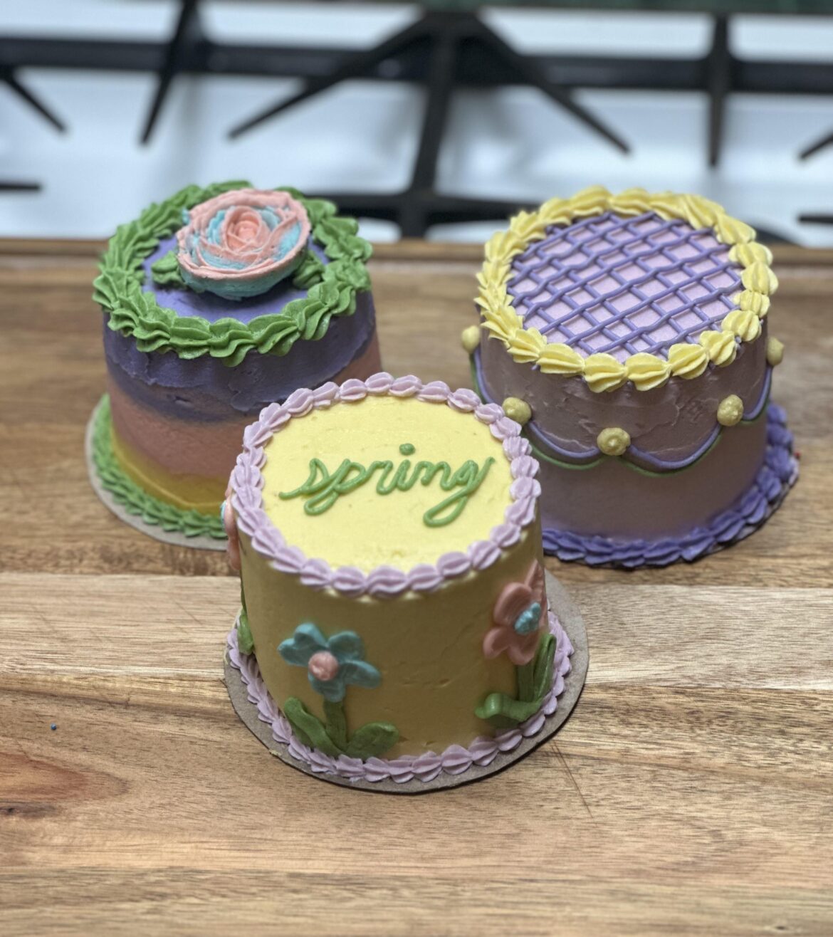 First time using ermine frosting! Mini 3.5 inch layer cakes