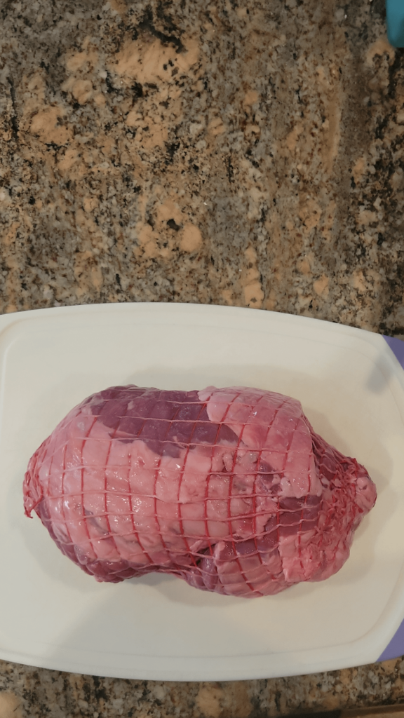 Boneless leg of lamb, should I remove the netting?