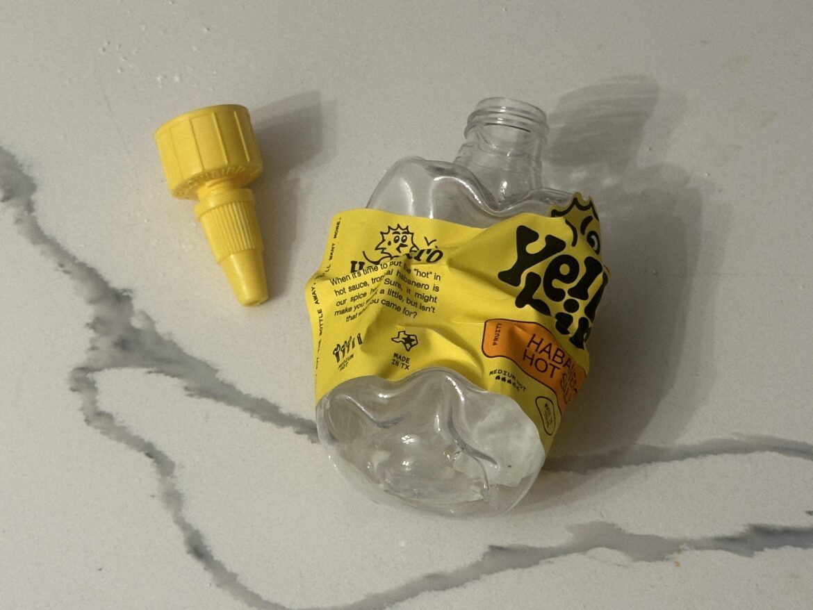 just an FYI: if you’re thinking about saving a yellow bird bottle for something don’t run it through the dishwasher.