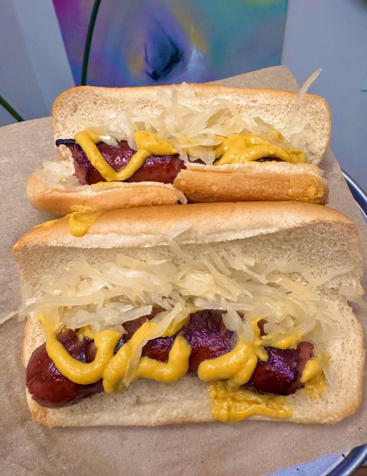 Just a couple of dogs + fresh kraut + Beaver classic mustard